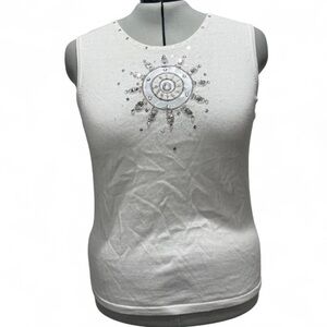 Y2K Inspired Beaded Sequin Nautical Tank Top Plus Size 1X Quacker Factory Cruise